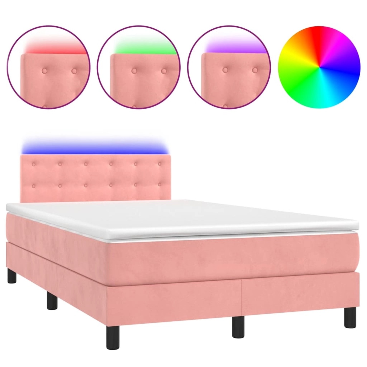 vidaXL Boxspringbett mit Matratze & LED Rosa 120x200 cm Samt 3134638 günstig online kaufen