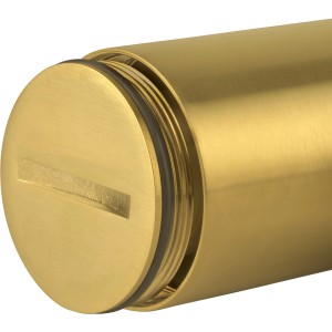 Detailaufnahme: Matter, goldener baliv Flaschensiphon DS-3460 für Waschbecken.