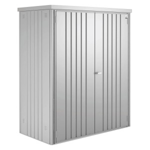 Biohort Geräteschrank Gr. 150, silber-metallic, B 155 cm. Gartenschrank aus Metall mit Doppeltür.