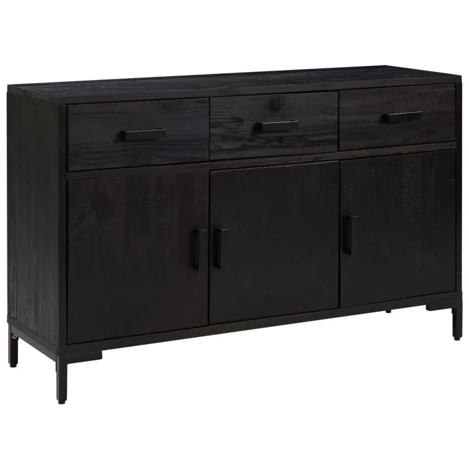 vidaXL Sideboard Schwarz 110x35x70 cm Massivholz Kiefer 349920