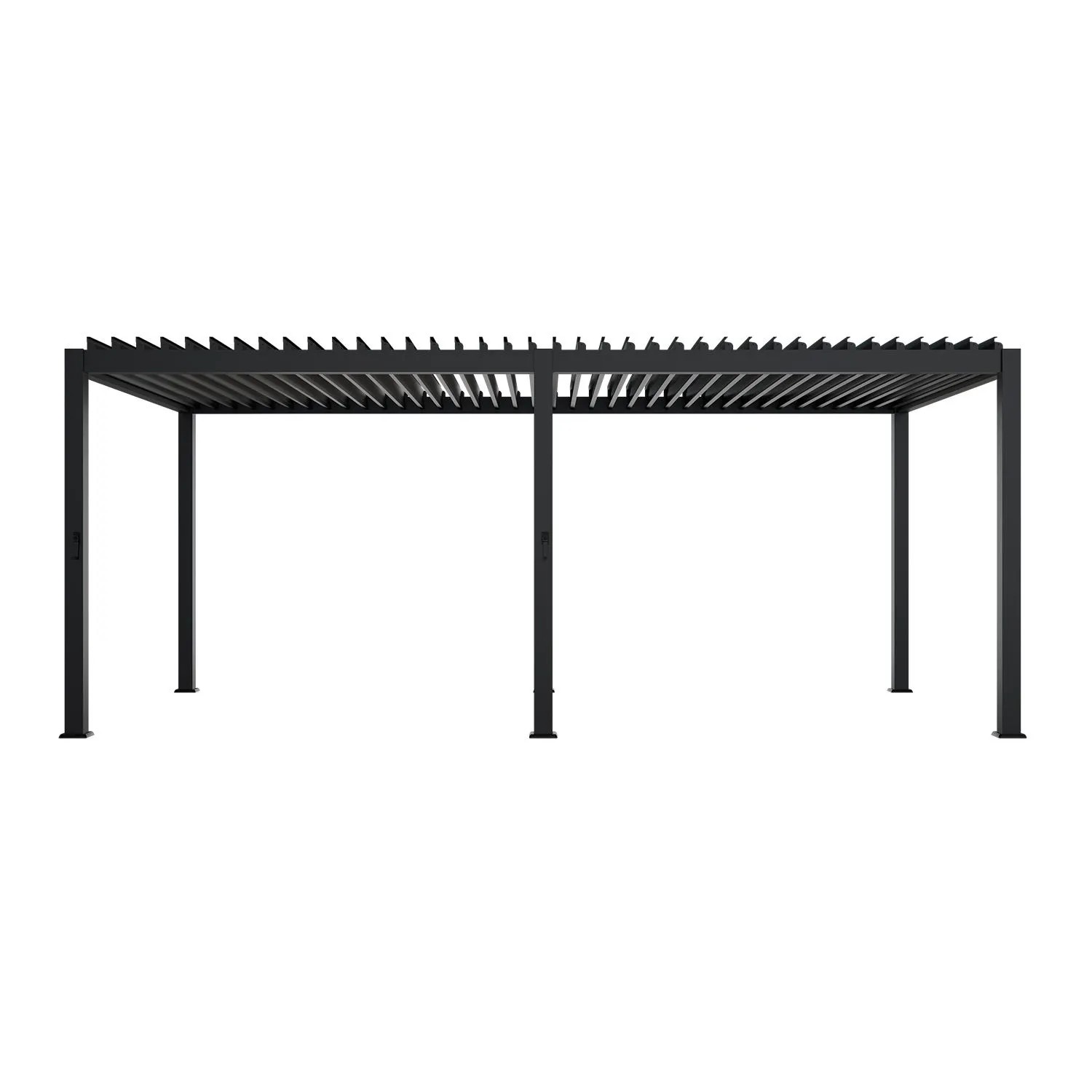 Anthrazitfarbene Juskys Pergola Lamellendach Tahiti 3x5,9m für Terrasse und Garten.