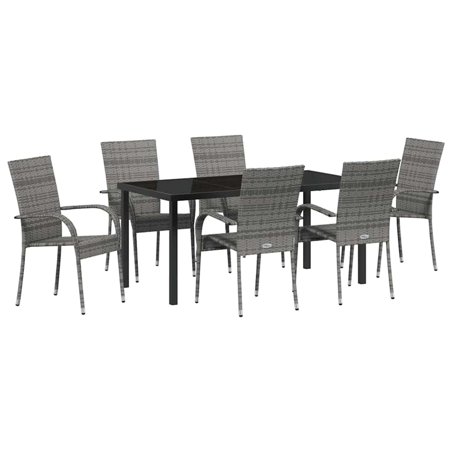 vidaXL Garten Essgruppe 7-Tlg Grau Poly Rattan 3379412 günstig online kaufen