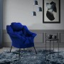 Dunkelblauer ML-Design Relaxsessel mit Kopfkissen und Seitentasche im Wohnzimmer.