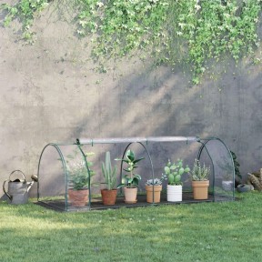 Outsunny Begehbares Gewächshaus Mit 4 Regalen – 120 X 186 X 190 Cm, Verstärkte PE-Abdeckung, Rolltür, Für Garten & Pflanzen