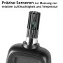 Nahaufnahme des schwarzen Sensors vom STAHLWERK Luftfeuchtigkeits- und Temperaturmessgerät. Grüne Platine sichtbar. Für präzise Raumklima-Messung.