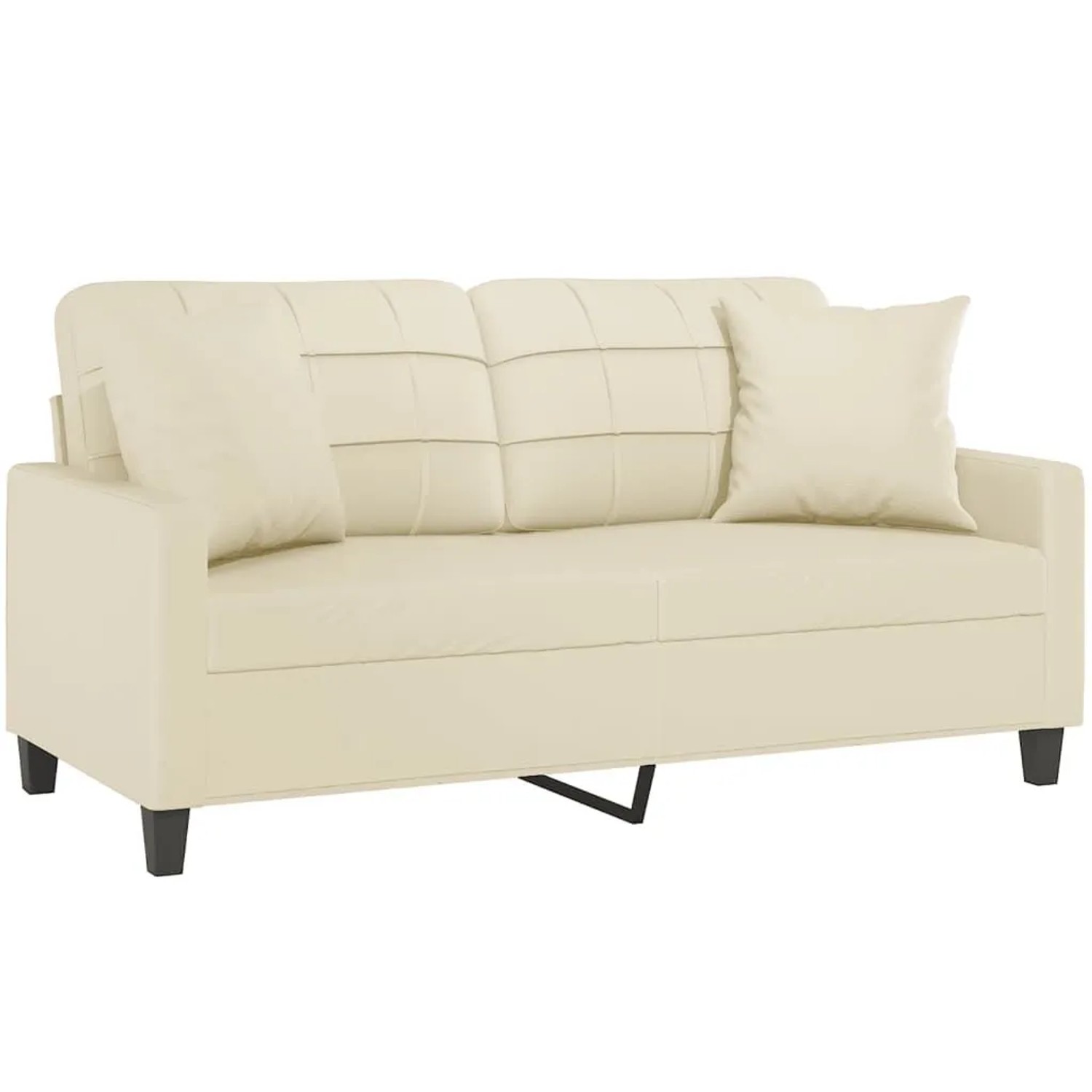 vidaXL 2-Sitzer-Sofa mit Zierkissen Creme 140 cm Kunstleder 3200804 günstig online kaufen