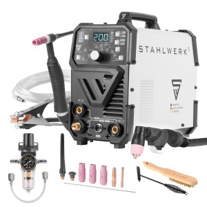 STAHLWERK Kombi-Schweißgerät mit Zubehör: WIG 200 Puls Pro CUT 4-in-1.