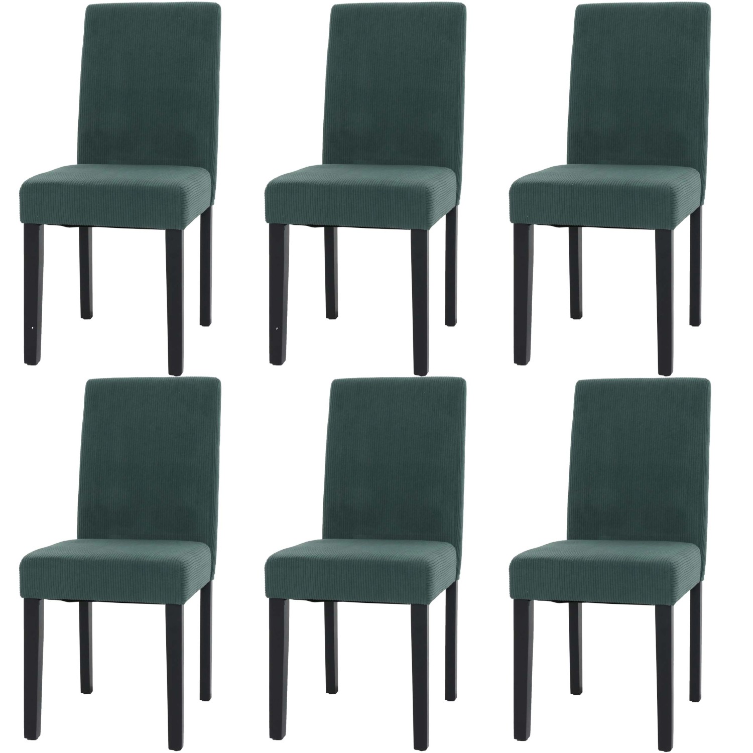 MCW Esszimmerstuhl Littau Cord 6er-Set Grün Dunkle Beine günstig online kaufen