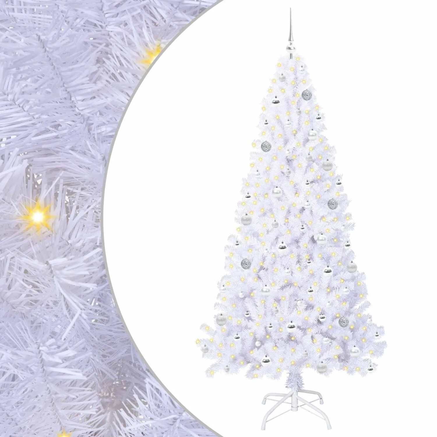 vidaXL Künstlicher Weihnachtsbaum Weiß 210 cm PVC und Stahl 3426781