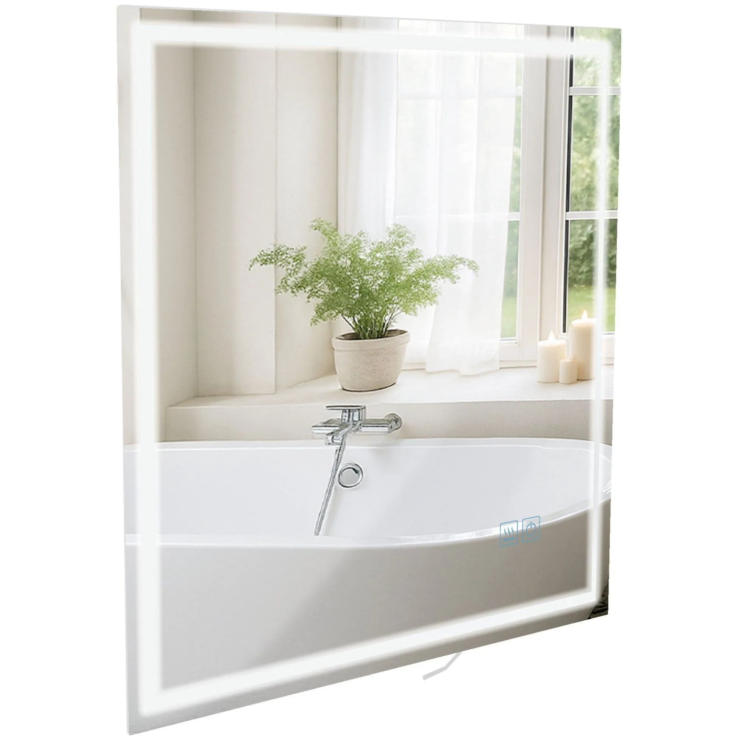 DELUKE Badspiegel GRAZ 80x80 Ohne Bluetooth 80x3,5x80cm Glas Klarglas Badezimmerspiegel Wandspiegel
