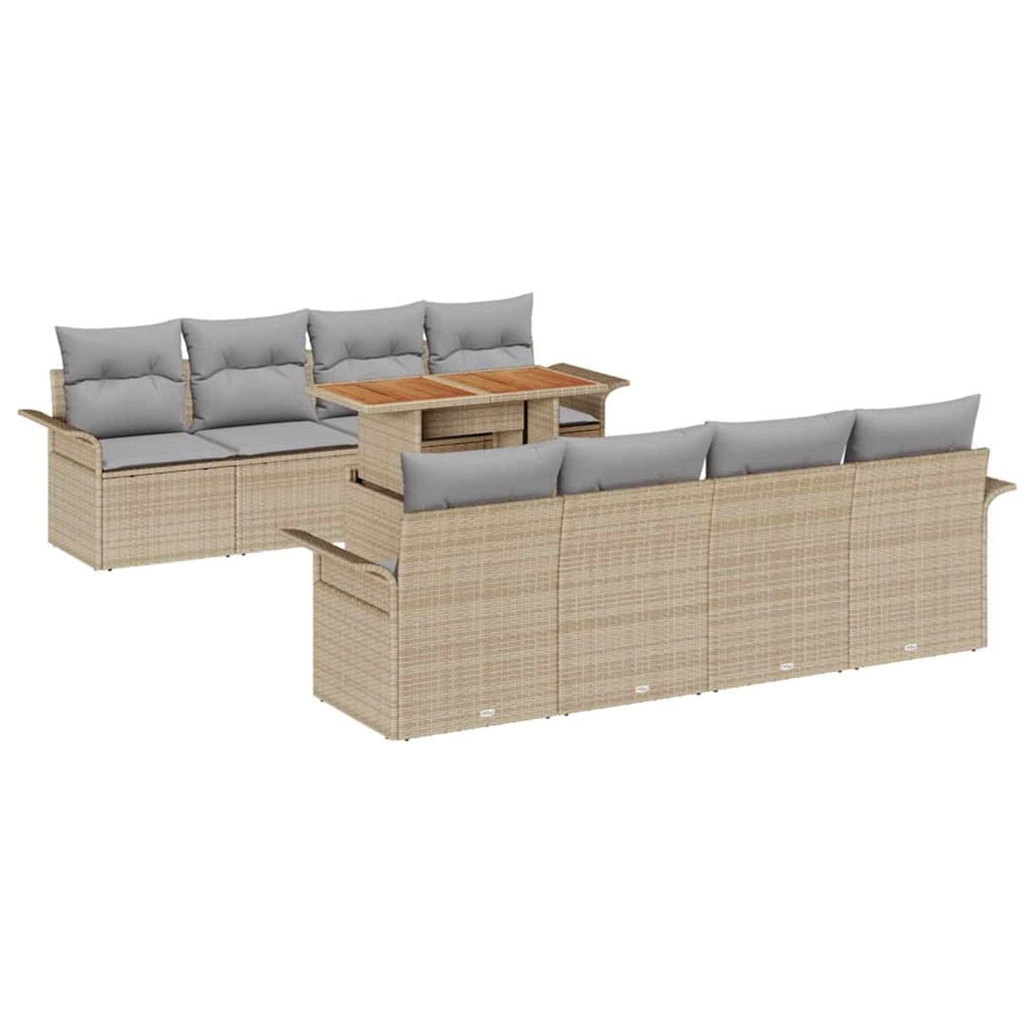 vidaXL Garten-Sofa-Set mit Speicher 9-Tlg Beige Poly Rattan 3358044 günstig online kaufen