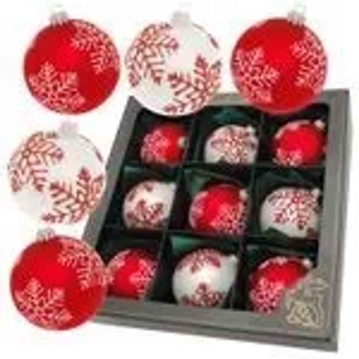 Krebs Glas Lauscha GmbH Christbaumkugeln Weihnachtskugeln Glas Ø 8 cm 9 Stück rot