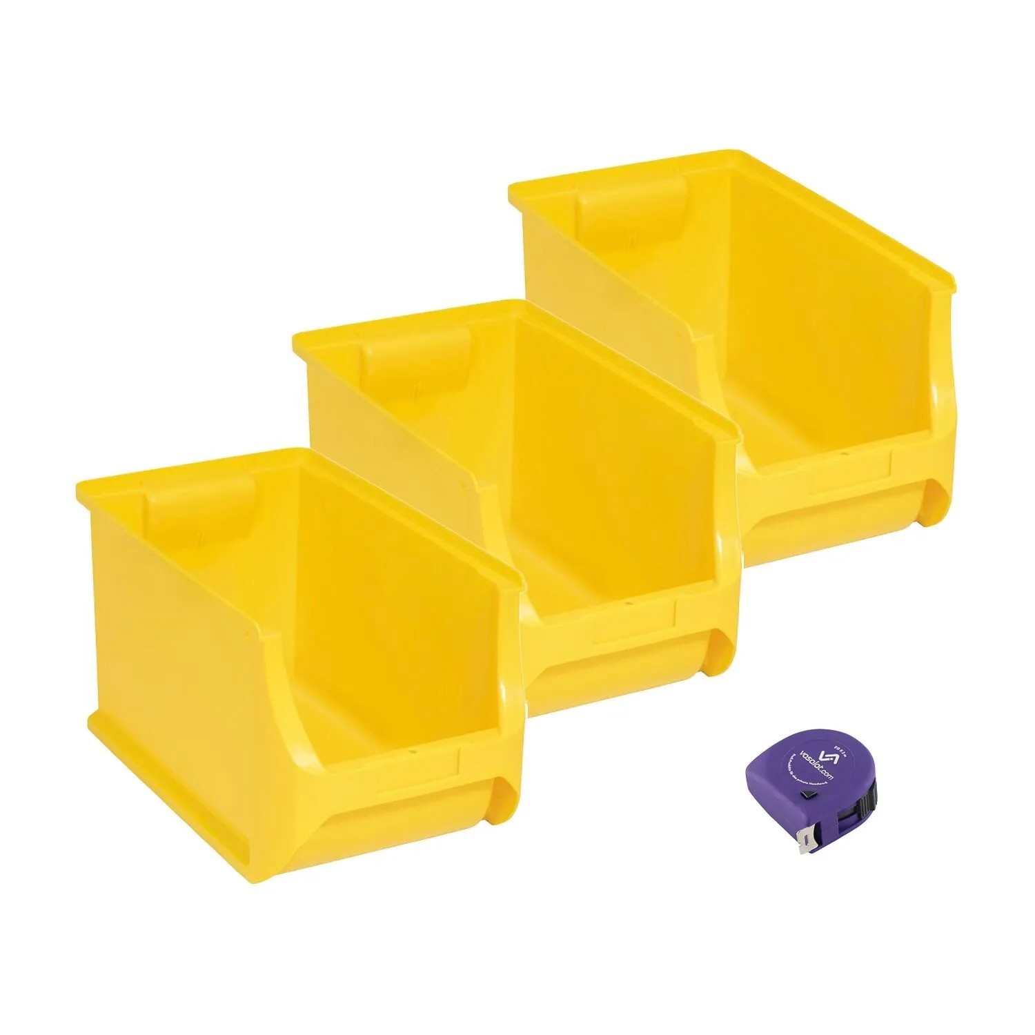 vasalat Set Stapelboxen Größe 4H 355x205x200 mm Gelb 3 Stück