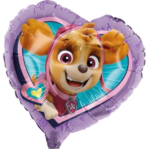 Party Factory Folienballon Paw Patrol mit Skye Motiv, Ø 45cm, Herzform.