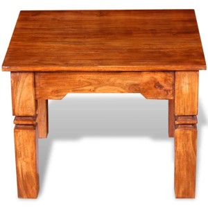Quadratischer Couchtisch aus Akazienholz mit Honig-Lasur, 60x60 cm. Wohnzimmertisch im Landhausstil.