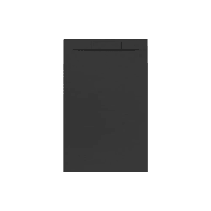 Schwarze Frascio Duschwanne 75x105 cm aus Harz/Marmor mit Abdeckung.