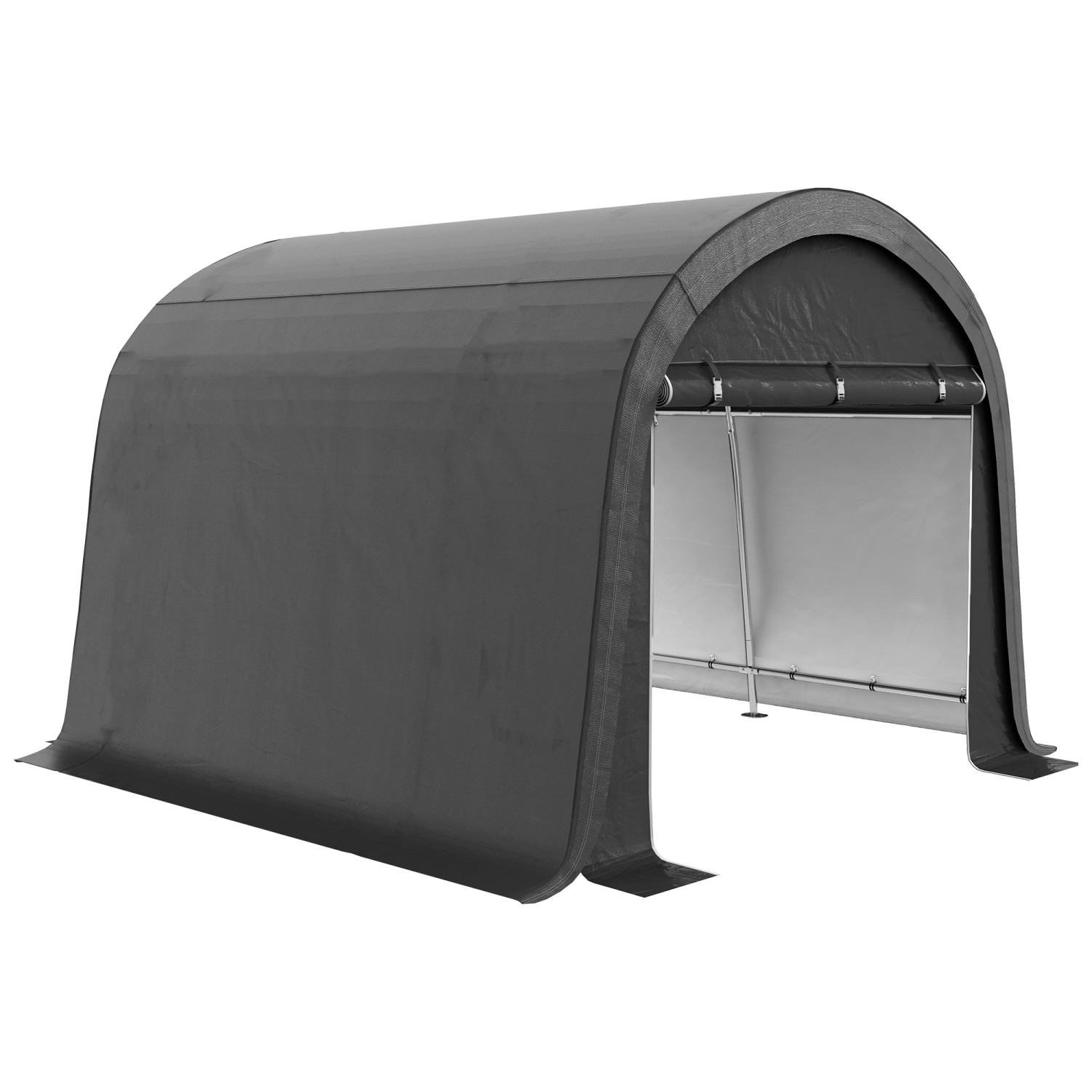 Outsunny Foliengerätehaus 3 x 3 m mit UV-Schutz Zwei Rolltoren Grau günstig online kaufen