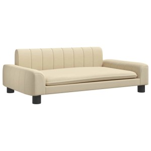 Cremefarbenes vidaXL Hundebett (90x53 cm) aus Stoff mit Holzrahmen, bequemes Hundekörbchen.