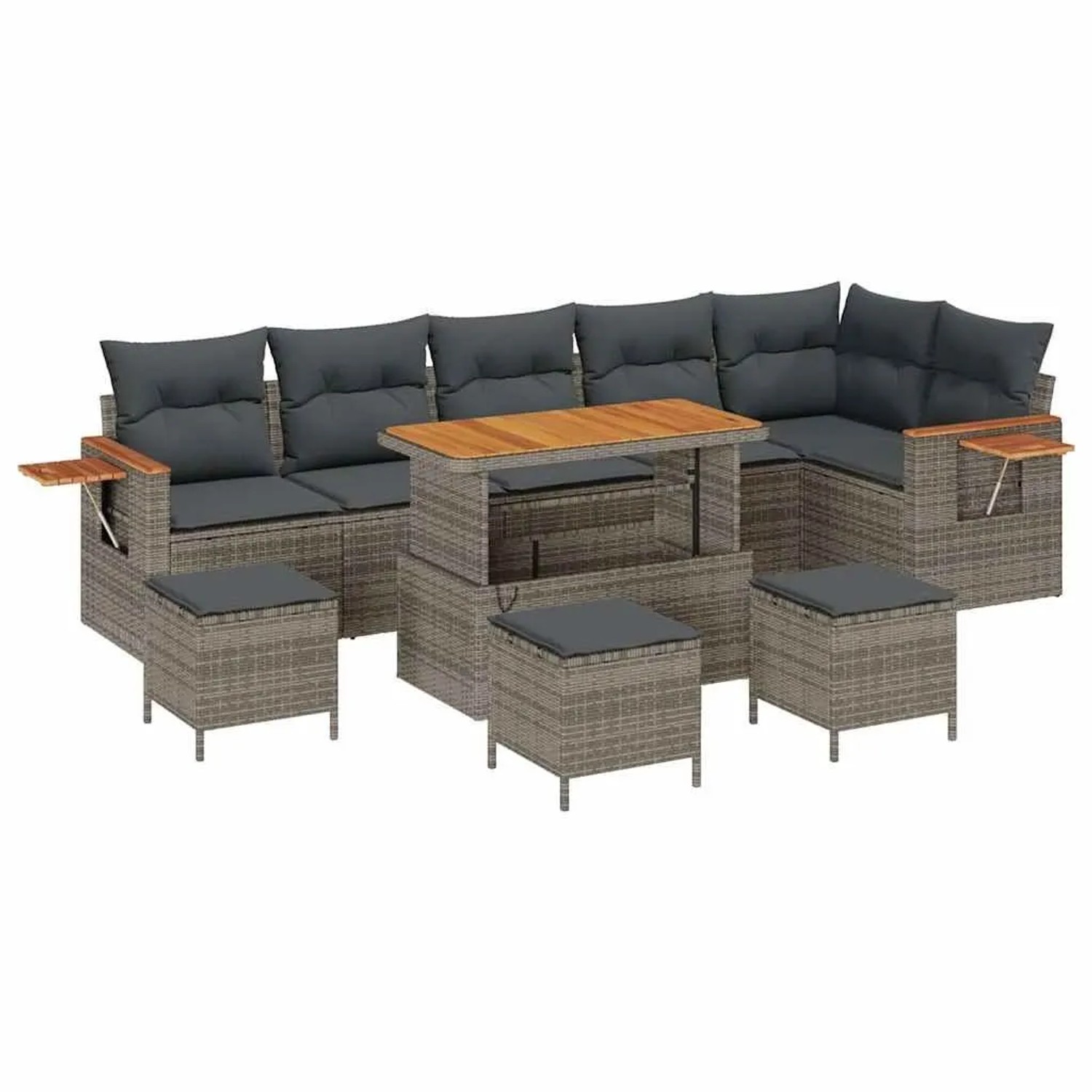 vidaXL Gartensofa-Set mit Kissen 12 Stk Grau Poly-Rattan 3365153 günstig online kaufen