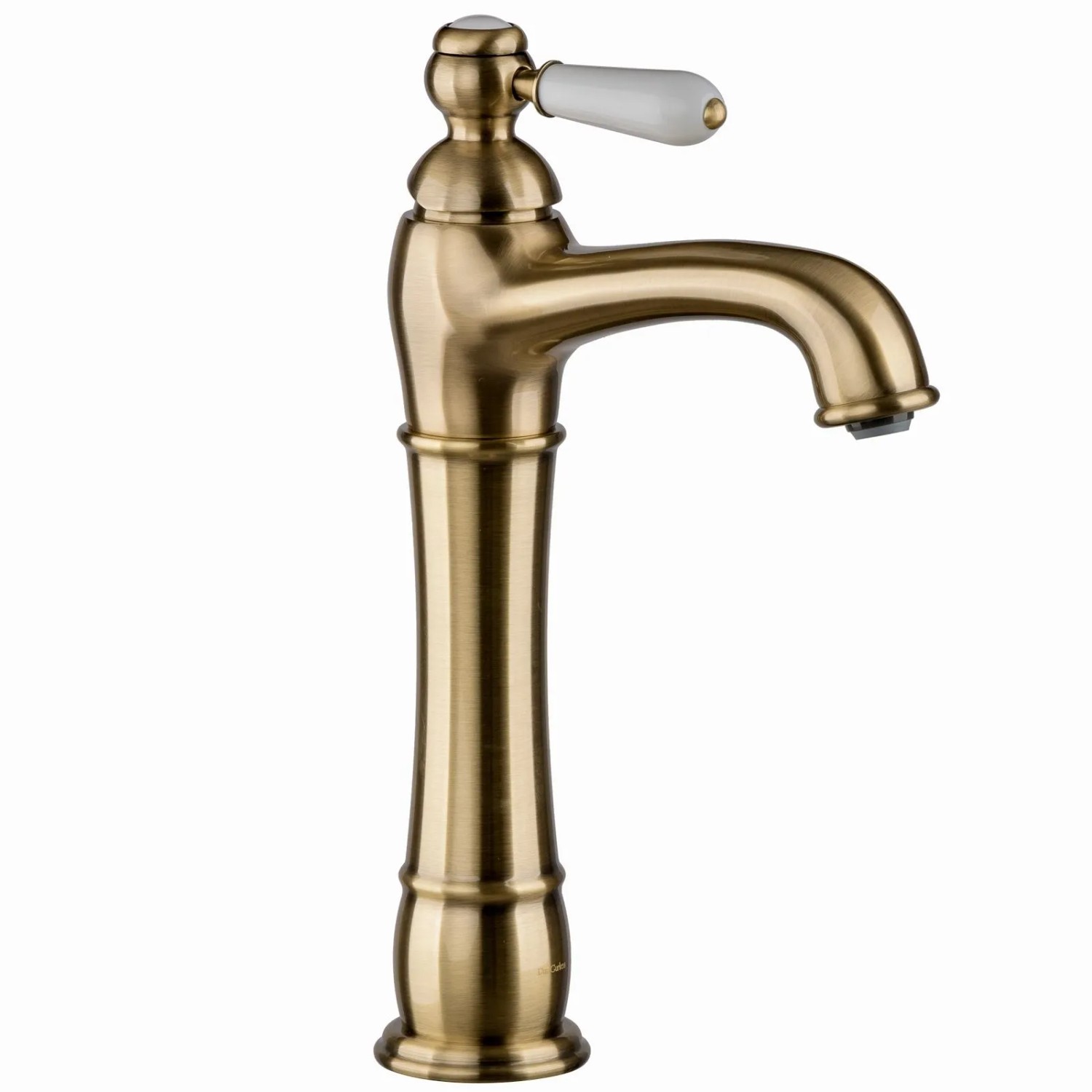 PaulGurkes Nostalgie Armatur Bronze Messing Lang für Aufsatzwaschbecken