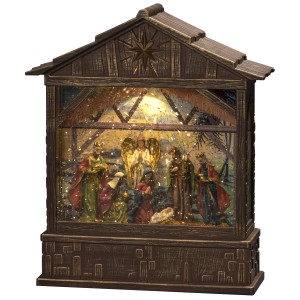 Beleuchtete LED Weihnachtskrippe von Konstsmide mit 5h-Timer, eine festliche Weihnachtsdekoration.