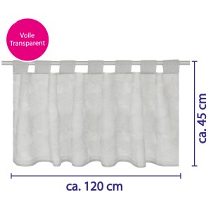 Graue Bistrogardine Angie, 45x120 cm, mit Schlaufen. Transparenter Fenstervorhang für Küche und Wohnraum.