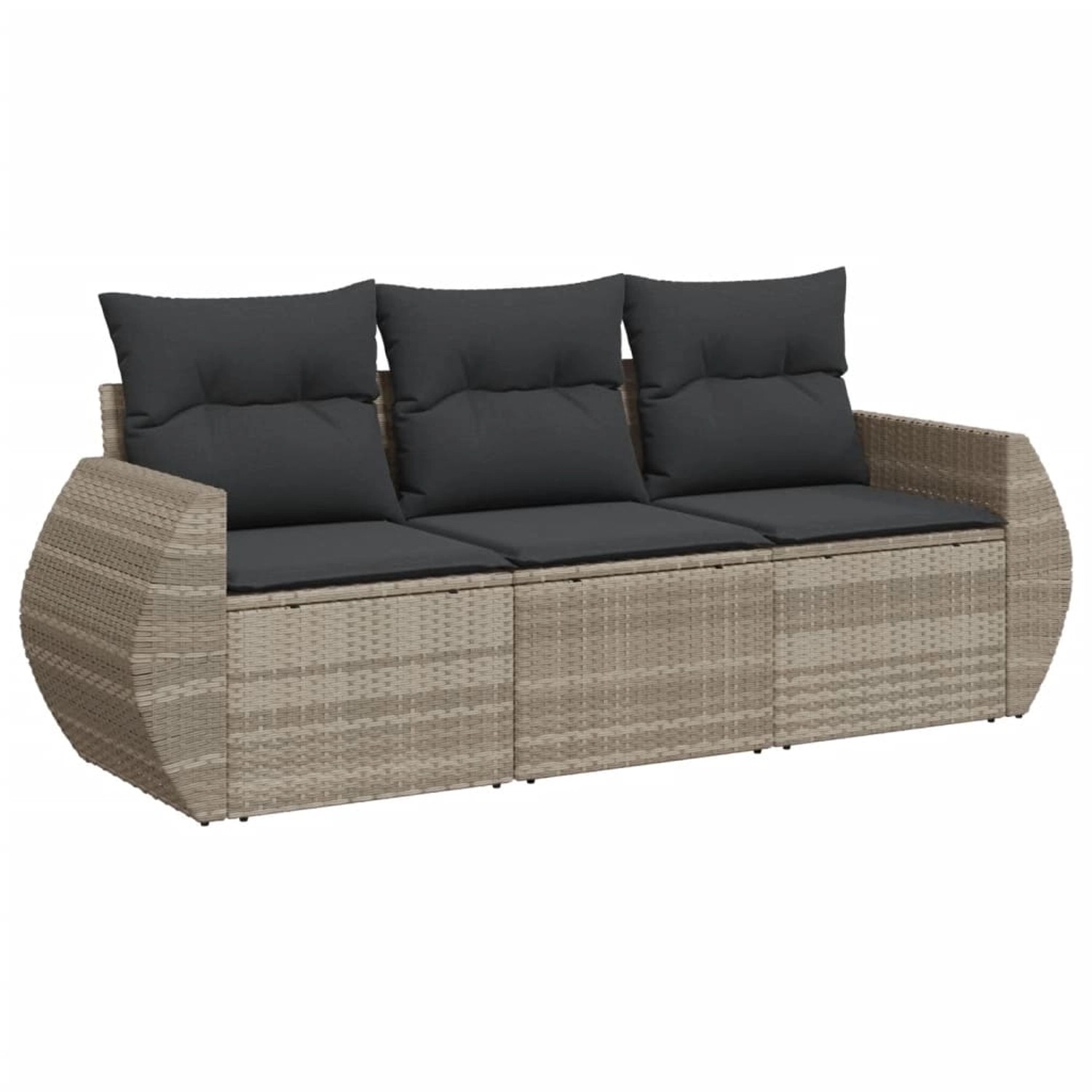 vidaXL 3-Tlg Garten-Sofagarnitur mit Kissen Hellgrau Poly Rattan 3221061 günstig online kaufen