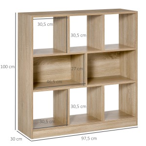HOMCOM Bücherregal mit 3 Böden in Holzoptik, 97,5x30x100cm, für Wohnzimmer und Home-Office.