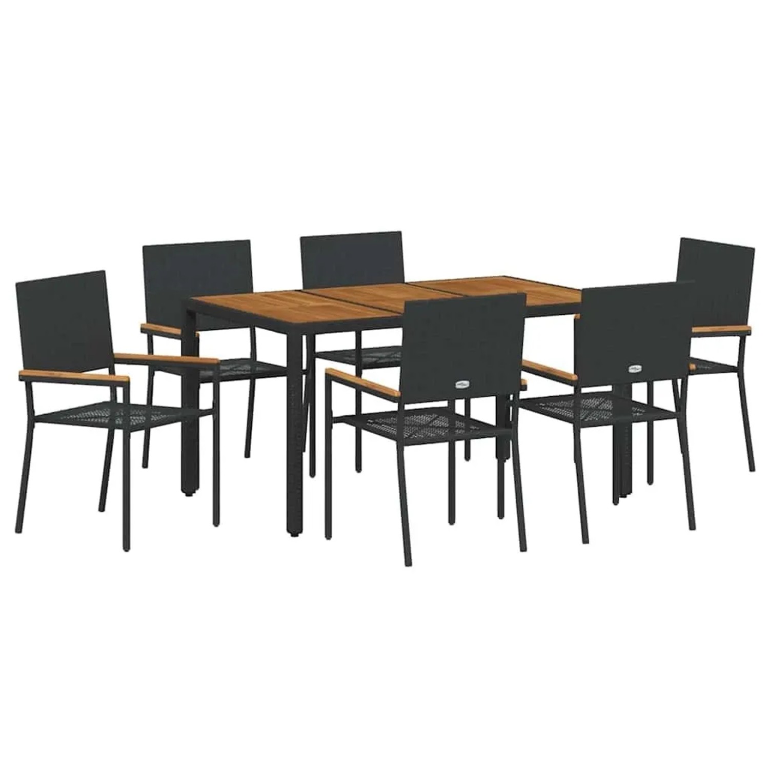 vidaXL Garten Essgruppe 7-Tlg Schwarz und Holz Poly-Rattan 3365408 günstig online kaufen