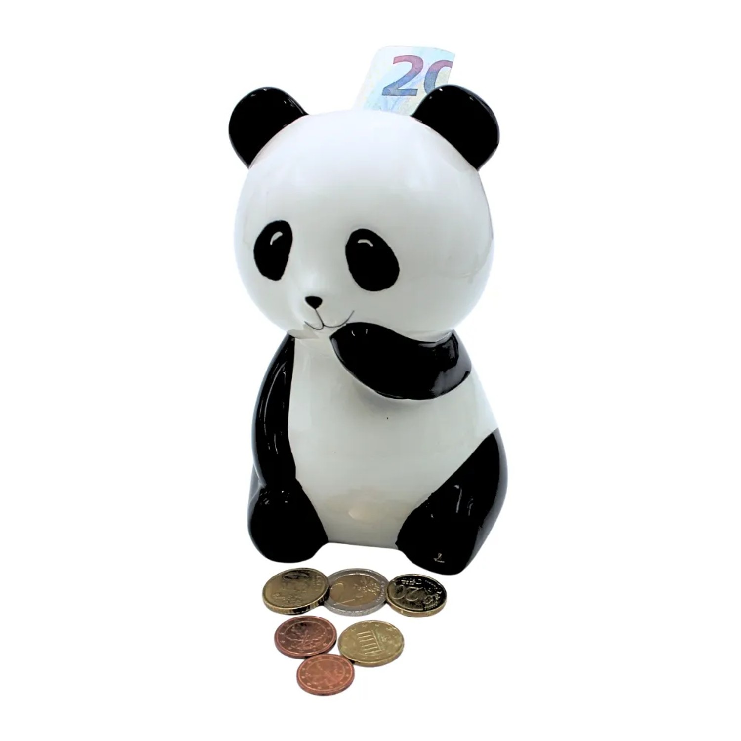 Dekohelden24 Sparfigur Spartier Spardose Sparbüchse Dekopanda mit Sparfunktion aus Keramik in Schwarz Weiß L/B/H 10 x 10 x 15 cm_2