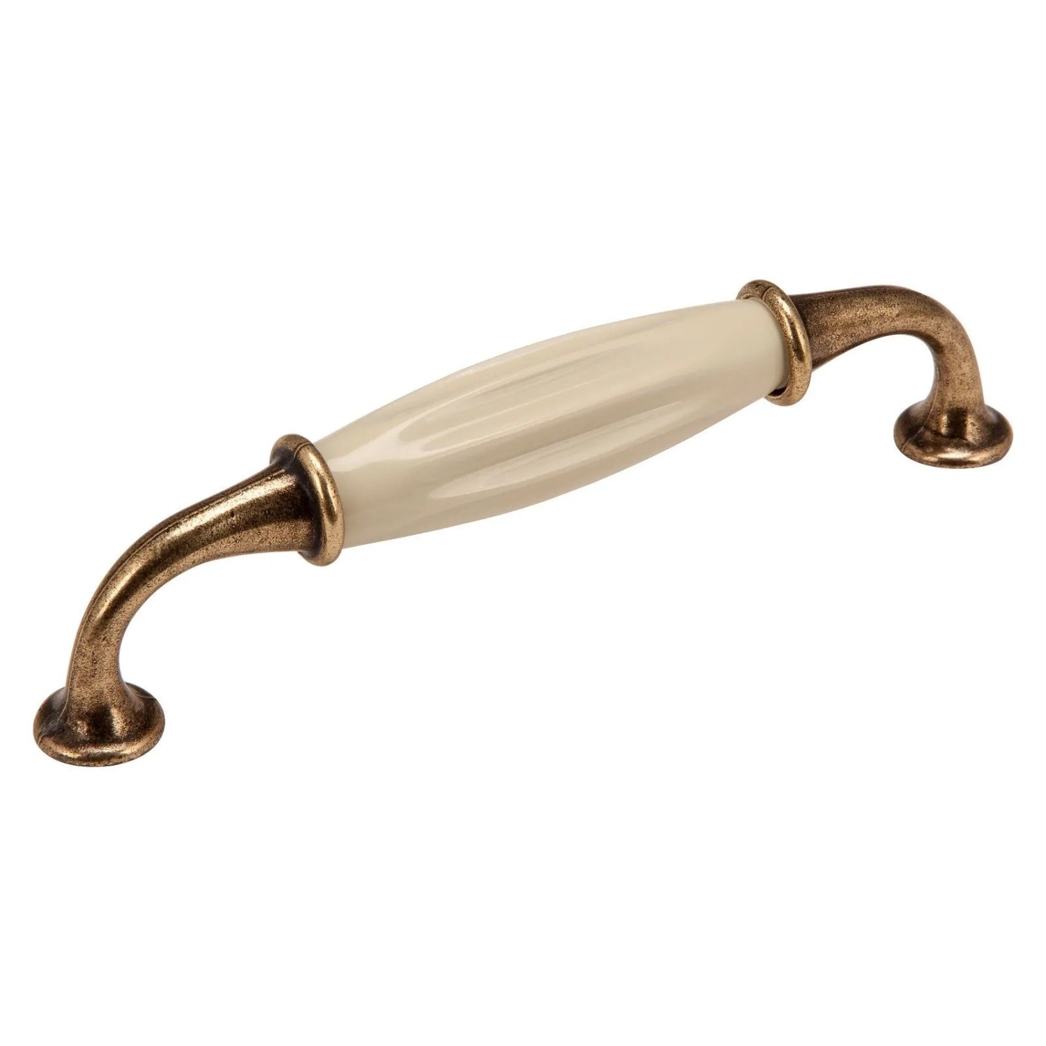 SOTECH Porzellangriff META BA 128 mm Messing Antik Creme