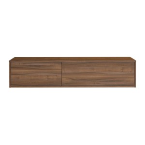 Dunkler, hängender Waschbeckenunterschrank Isaure aus Holz, 150 cm breit, mit zwei Fächern. Modernes Design.