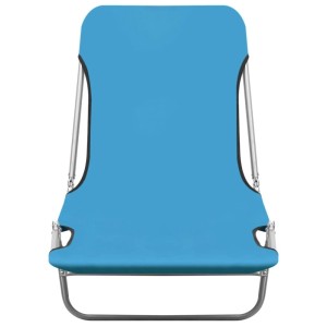 Zusammengeklappte blaue Furnicato Sonnenliege aus Stahl und Stoff, 2er-Set.