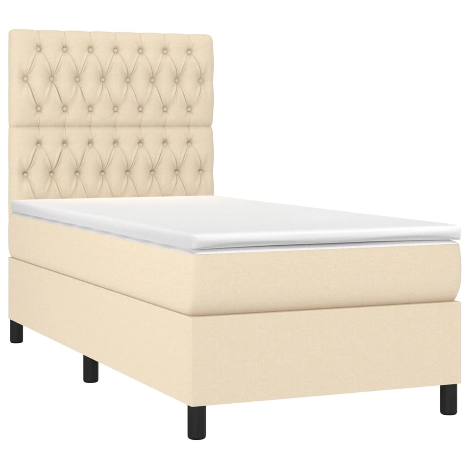 vidaXL Boxspringbett mit Matratze & LED Creme 90x200 cm Stoff 3135090 günstig online kaufen