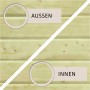 Detailansicht Karibu Pool 4 KDI: Holzstruktur außen und innen im Vergleich.