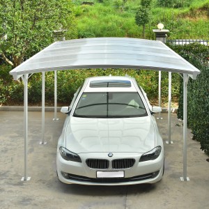 Weißer Home Deluxe Design Carport Falo mit Auto. Moderner Unterstand aus Aluminium und Polycarbonat.