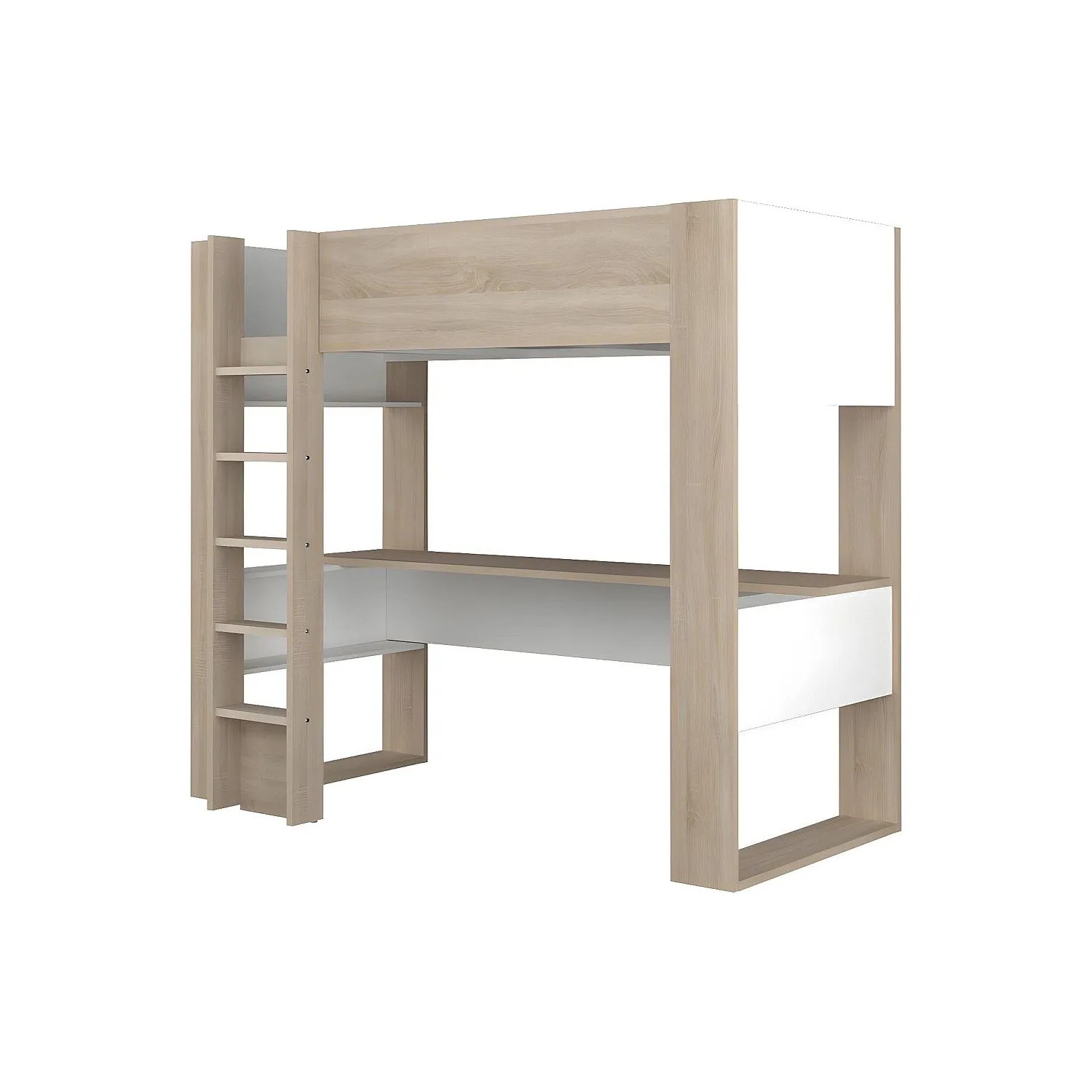 Vente-unique Hochbett Noah Naturfarben Hell  Weiß 206 cm