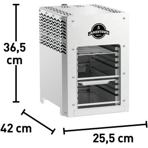 Jamestown Steakgrill Brad Gasgrill: Kompakter Edelstahl-Grill mit Grillrost und Fettauffangschale.