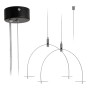 Eglo Seilabhängung-Set Suspension Schwarz. Schwarzer Deckenbaldachin mit mehreren silbernen, höhenverstellbaren Lampen-Kabeln.