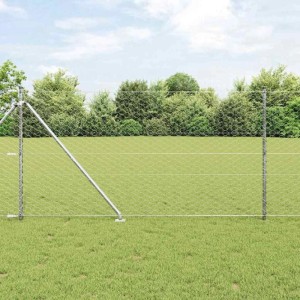 Silberner Zaunpfosten aus Stahl, 100x1,4m, 50mm Maschenweite für Zaunbau & Sichtschutz.