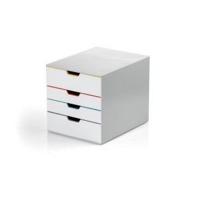 Durable Schubladenbox A4 mit 4 Fächern in Mehrfarbig. Büro Organizer für Dokumente.