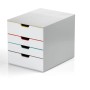 Durable Schubladenbox A4 mit 4 Fächern in Mehrfarbig. Büro Organizer für Dokumente.