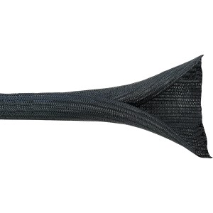 Schwarzer Schwaiger Kabelschlauch zum Bündeln von Computer- und Multimediakabeln.