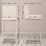 2er Set Barhocker Paros, creme Kunstleder, Edelstahl-Freischwinger. Ansicht mit Maßen: 104 cm hoch, 77 cm Sitzhöhe.