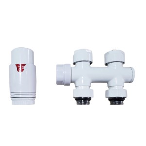 Glasdeals Anschlussgarnitur mit Thermostat, Mittelanschluss, weiß. Heizkörper Zubehör.