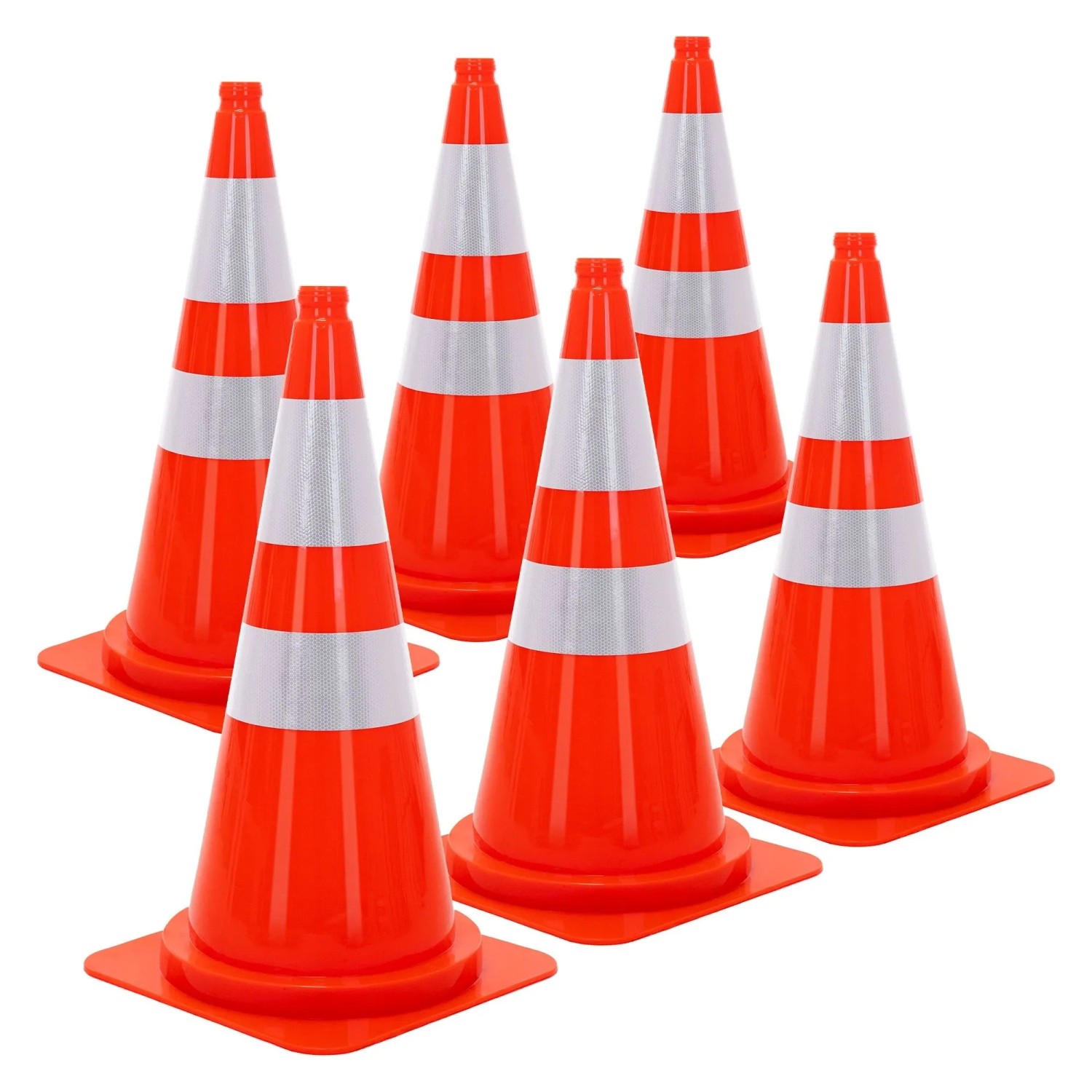 ECD Germany Pylonen 6 Stück Groß 75 cm Orange Verkehrshütchen Stapelbar mit 2 Reflektierenden Streifen