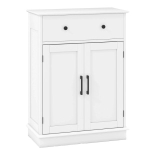 Costway Badezimmerschrank Badschrank mit Türen & Verstellbarem Regal Weiß