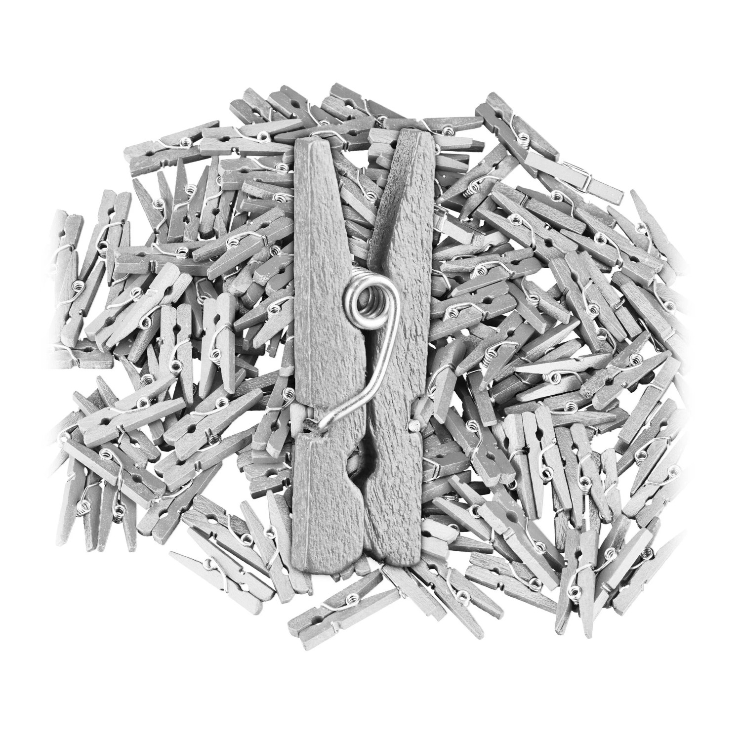 Relaxdays Holzklammern Holz Silber Mini 400 Stück 2,5 cm x 0,8 cm x 0,3 cm