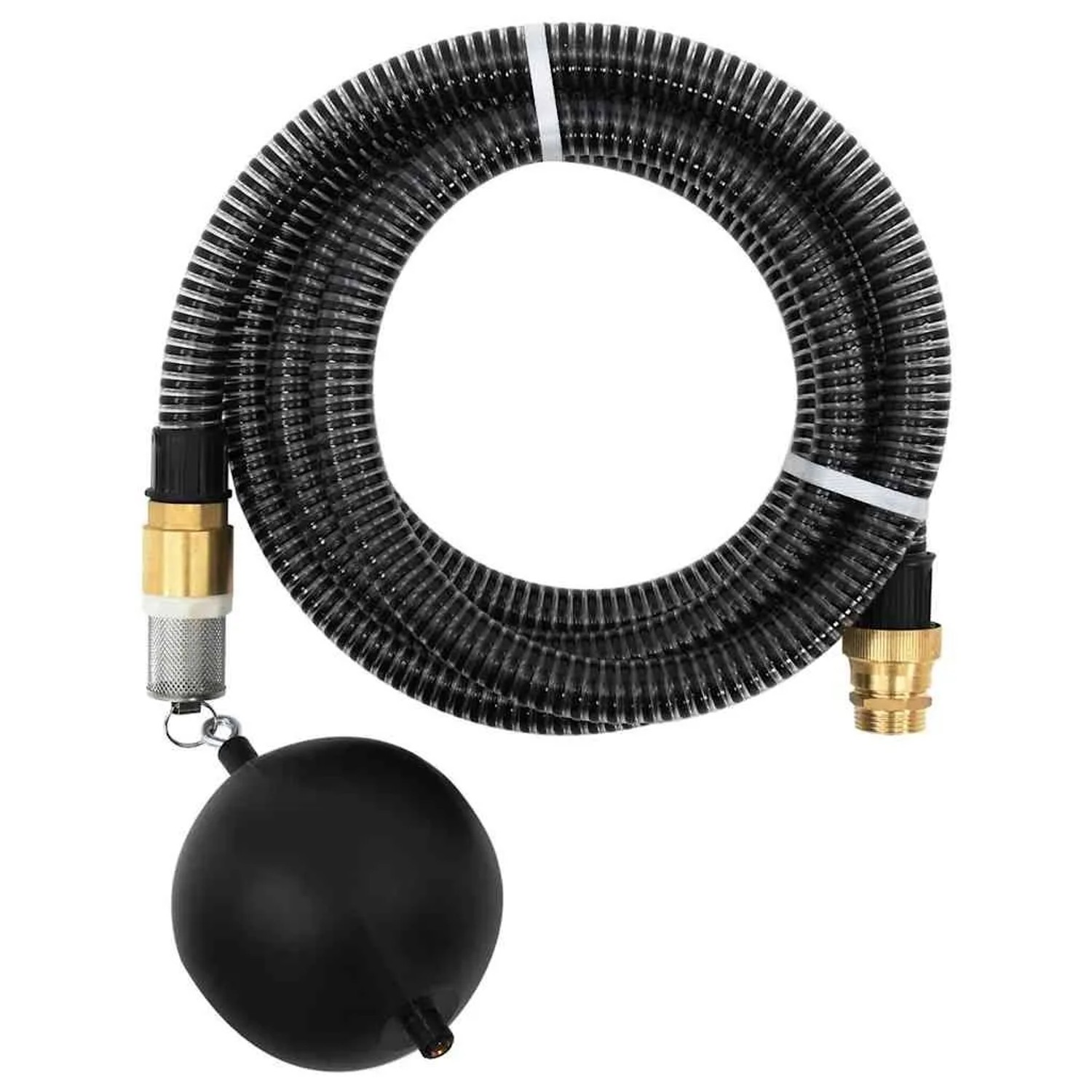 vidaXL Saugschlauch mit Messing-Anschlüssen Schwarz 7 m PVC 151061