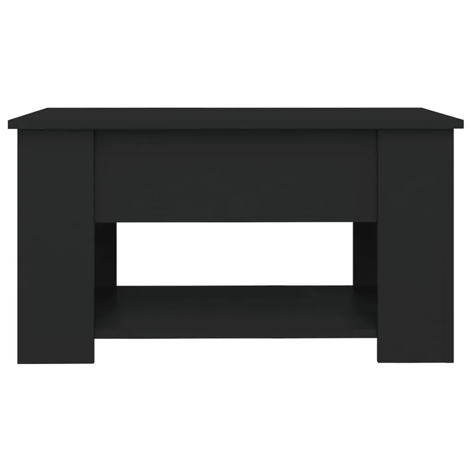 Schwarzer vidaXL Couchtisch (79x49x41 cm) aus Holzwerkstoff mit Stauraum.